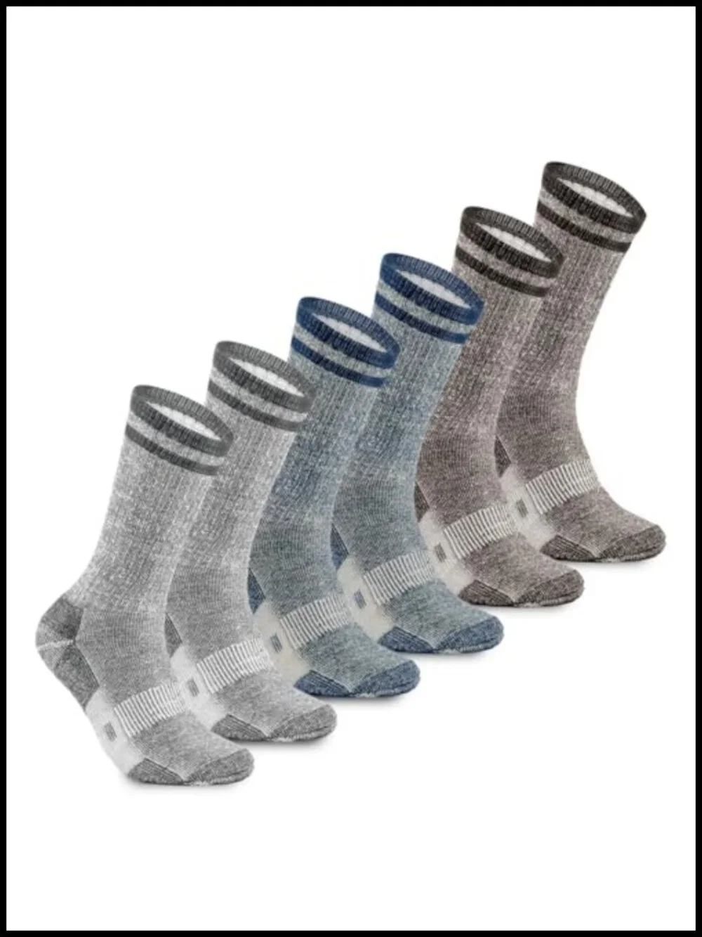 3-Pack Merino Wool Midweight Hiking Crew Socks with Snug Calves,